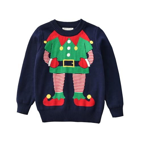 Pull de Noël tricoté pour enfants, motif Père Noël chaud et décontracté
