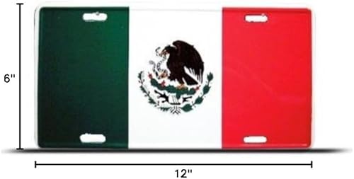 Miniatura 2 de Placa de matrícula de metal con bandera mexicana de México