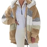 Chaqueta Mujer Invierno Forro Polar Cazadora Mujer Invierno Termica Entretiempo Cazadora con Capucha Tallas Grandes Cremallera Sudadera Hoodie Deportiva Ropa(Caqui,XL)