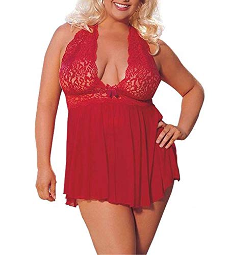 Negligees pour femme - Grande taille - Nuisette sexy -  Rouge - X-Large Cover