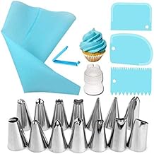 Click to Open expanded View Silicone Piping Bags and Nozzle,Silicone Icing Piping Cream Pastry Bag and Piping Nozzle Set for Cake Decorating，Supplies Kit Cake Boking Cupcake Icing Tools (20 Pack)