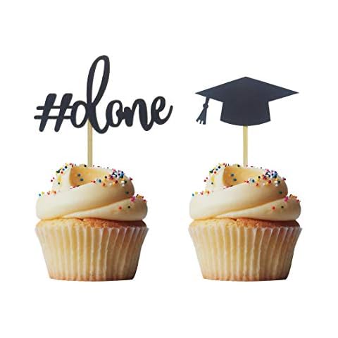 Morndew 24 PCS Graduation Done and Doctoral Cap Cupcake Toppers for Graduation Party Decorations Cover