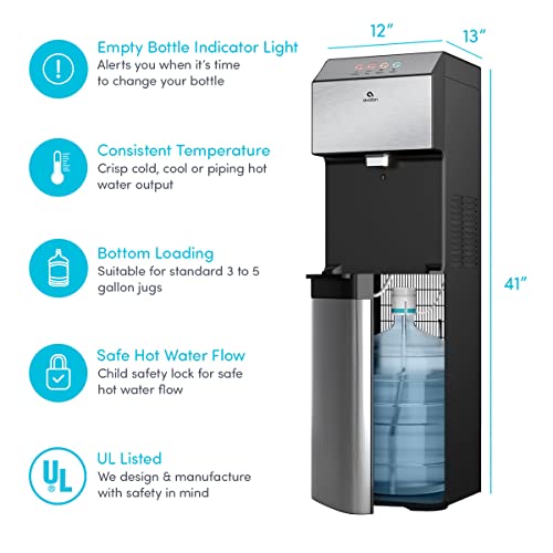 Avalon Electronic Bottom Loading Water Cooler Water Dispenser - 3 Temperatures, Hot, Cold & Room Water, Durable Stainless Steel Cabinet, Self Cleaning #TOP1