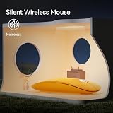 Uiosmuph Mysz Bluetooth, ładowalna mysz bezprzewodowa, cicha trójtrybowa mysz bezprzewodowa (podwójny Bluetooth 5.1 + 2.4 GHz) z odbiornikiem USB, do laptopa/iPada/PC/Maca-Pomarańczowy