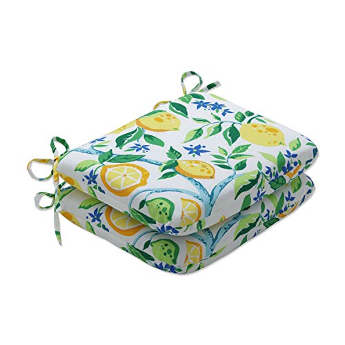 Pillow Perfect Outdoor/Indoor Lemon Tree Yellow Round Corner Seat Cushions,