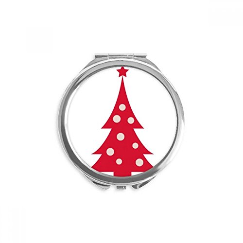 Miroir rond de poche avec motif arbre de Noël rouge format portable de 2,6 x 2,4 pouces