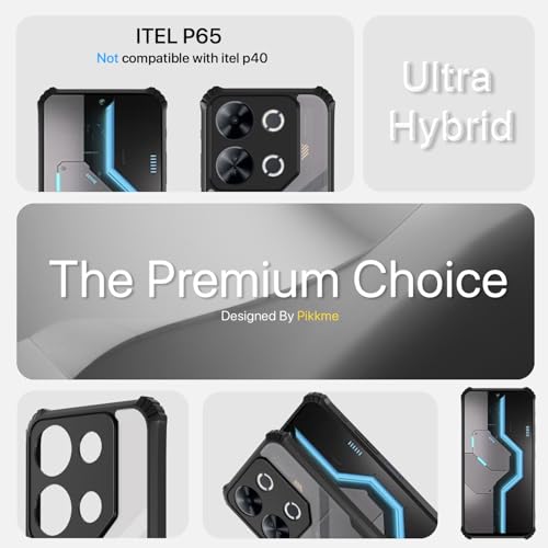 Image of Pikkme Crystal Clear Transparent Back Cover | Ultra Hyrbid | Full Camera Protection | Raised Edge | Bumper Case for itel P65 (Black)