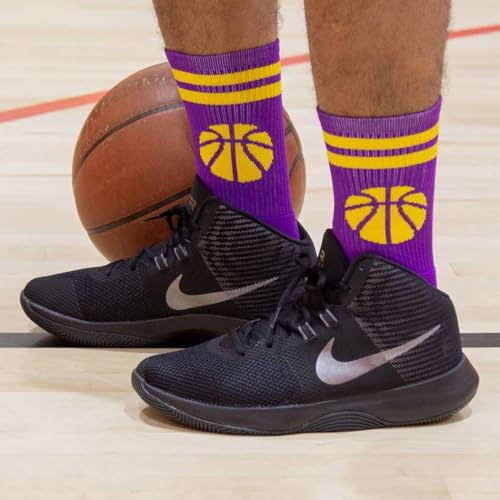 Image of ChalkTalkSPORTS Basketball Socks - Cushioned Mid-Calf Crew - Youth & Adult | Moisture-Wicking Performance Blend, Athletic Basketball Gear, Stay-Up Technology, Arch Support, Breathable, Boys and Men