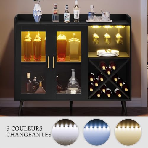 Buffet de cuisine chic avec porte en acrylique et bar YITAHOME - 7