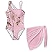 Pynewomyt Pink Branch Print One Piece Swimsuits for Girls 7-8 Swim Trunks Teen Girls Bathing Suit Swimwear 2 Piece Swimsuit Set with Adjustable Strap Fashion Hawaii Beach Pool Outfits