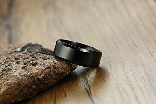 Vnox Personalized Custom 8Mm Stainless Steel Plain Wedding Band Ring For Men,Black/Gold Plated/Silver (Black-Engraving(Polished), 11) #TOP3