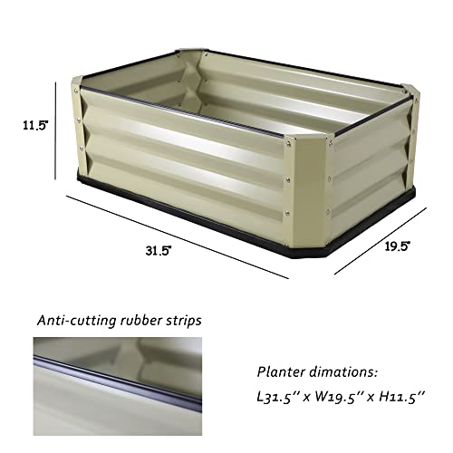Rectangle Planter Raised Garden Bed With Plastic Tray 19.5X31.5X11.5 Inches 0.42Mm Aluminized Zinc Raised Garden Bed For Vegetables,Flowers,Herbs,Plant Garden Boxes Outdoor Raised For Gardening #TOP1