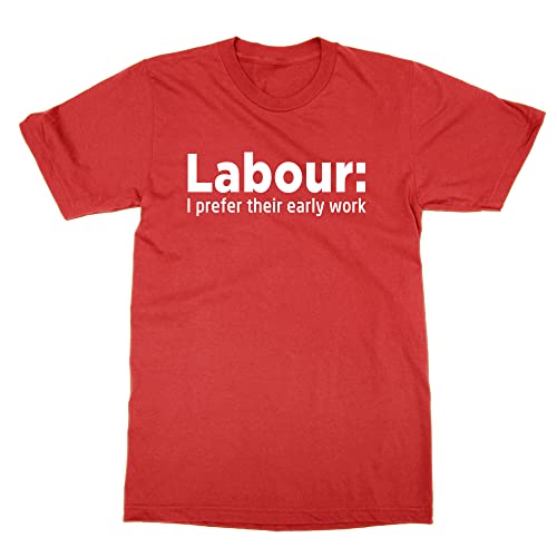T-shirt Labour rouge L vêtement coton imprimé slogan politique humour pour adulte