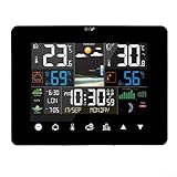 Stazione meteorologica con schermo a colori con sensore di temperatura e umidità, orologio previsioni per interni ed esterni, nero