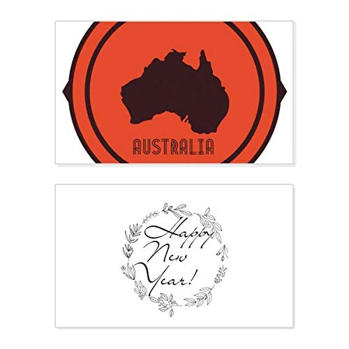 Tarjeta de Año Nuevo con mapa de Australia para enviar tus mensajes de bendición y buenos deseos