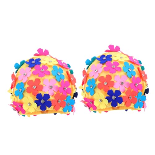 Bonnet de bain fleuri rétro anti-cheveux tirés pour femme