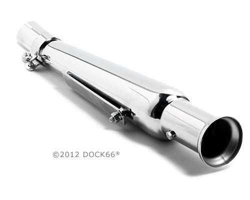 Silencieux Trumpet Angulaire Droit Verchromé pour Motos Classiques, Longueur 505 mm, Diamètre 70 mm, Compatible avec Collecteur de Diamètre 36-45 mm