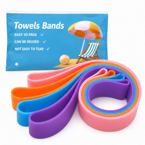 Towel Bands for Cruise Chairs, 4 Pack Silicone Towel Bands for Beach & Pool...