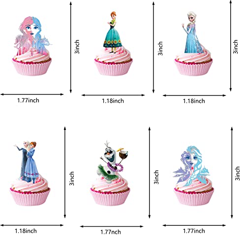 48Pcs Pink Frozen Cake Cupcake Decoration Supplies Cupcake Topper For Kids Birthday Party #TOP1