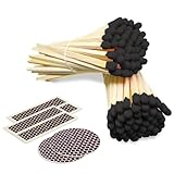 4' Bold Black Tip Matches (100 Count, with Striking Stickers Included) | Decorative Unique & Fun for Your Home, Gifts, Accessories & Events | Premium Long Wood Safety Matches by Thankful Greetings
