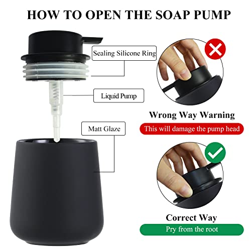 image for Umlaca Black Soap Dispenser - Ceramic Hand Dish Soap Dispenser for Bat