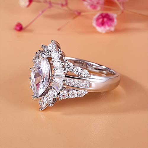 Jeulia 2 Carat Marquise Cut Rings Women Halo Solitaire Engagement Rings 925 Sterling Silver Cubic Zirconia Wedding Rings Anniversary Promise with Jewelry Box3