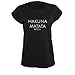 Produktbild Long Back Shaped Tshirt Hakuna Matata lässiges Shirt mit Print schwarz & weiß Sommer Top Damen (95-B21-Schwarz-L)