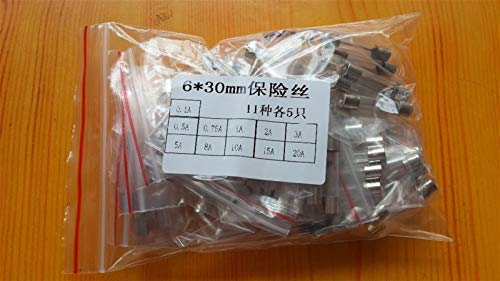 Fusibles 6x30mm kit d'assortiment de 55 pièces en verre de 0.1A à 20A pour tubes électroniques