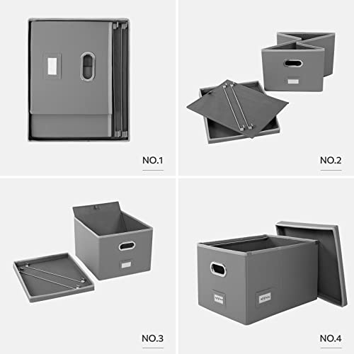 Dywmm File Organizer Box -Document Organizer Storage For Office-Collapsible Leather File Cabinet For Easy File Folder Storage -Easy Slide Durable Hanging File Box (16.7 X 13.6 X 11.2 Inches, Gray) #TOP6