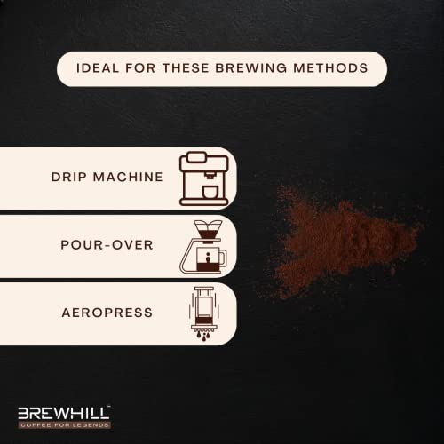 Image of Brewhill Coffee | Medium-Dark Roast (Ground Coffee) | Made with 100% Specialty Grade Arabica Coffee Beans, Bag (500)
