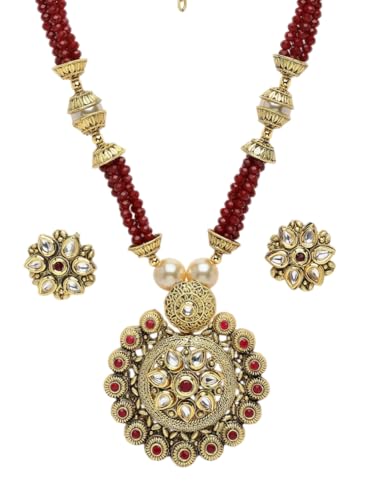 Joyas Kundan bañadas en oro con pendientes de botón en latón artesanal