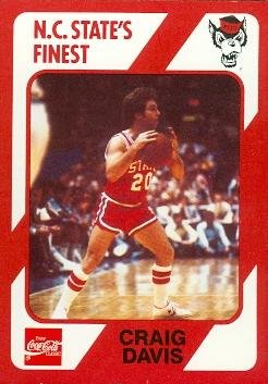 Autograph Warehouse Craig Davis Basketball Card (N.C. North Carolina State) 1989 Collegiate Collection No.73