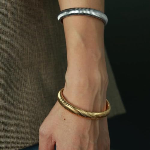 Image of Long tiantian Gold Bangles for Women Bangle Bracelets Chunky Bangles Bracelets Non Tarnish Gold /Silver Bracelet for Women Trendy Jewelry Gifts