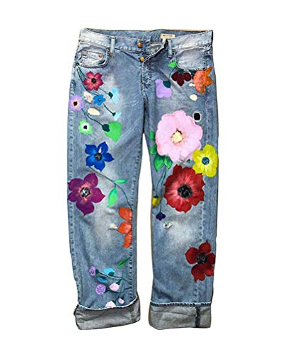 Stylische Damen Jeanshose mit bunten Tupfen main image 1