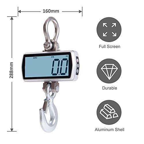 Hyindoor Digital Crane Scale 1000Kg/2200Lb High Resolution Heavy Duty Industrial Led Full Screen Hanging Hook Scales With Remote #TOP2