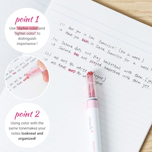 Image of KOKUYO PM-MT100-5S2 Highlighter, 2 Tone Color Markers, Marktus, Set of 5 Colors