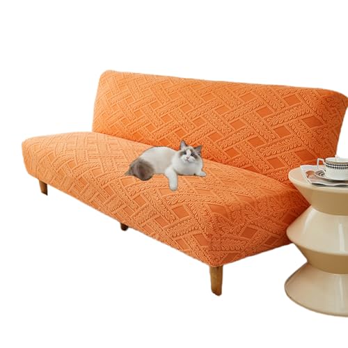Housse de canapé-lit extensible sans accoudoirs lit double orange S - 2