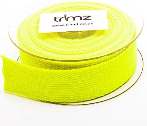 10m x 40mm Trimz 100% Heavy Duty Cotton Webbing - Neon Yellow - Image 3