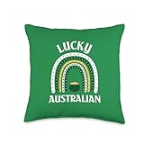 Lucky Australian St Patricks Day Rainbow Irish Heritage Throw Pillow