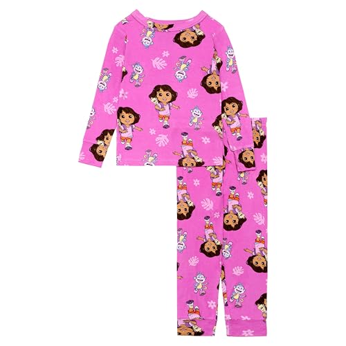 Image of Nickelodeon Girls' 2-Piece Snug-fit Viscose Pajama Set, Soft & Cute for Kids, 2T