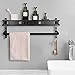 cesta de ducha sin taladrar estante de ducha autoadhesivo estante de pared con toallero estante de aluminio negro mate