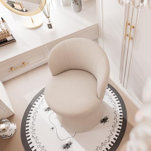 Sillón Giratorio 360° Tela Boucle Beige miniatura 4