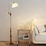 Lámpara de pie contemporánea de Vidrio de 167 cm con Arco de Madera de Nogal, Villa.