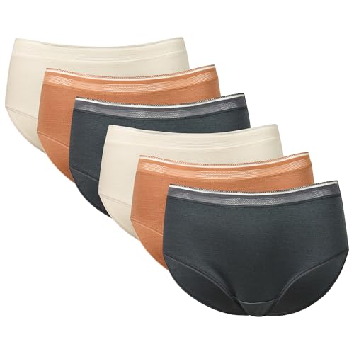 Gildan Women's Cotton Stretch Hipster Underwear, Egret/Cork/Turbulence (6-pack), X-Large - image 1