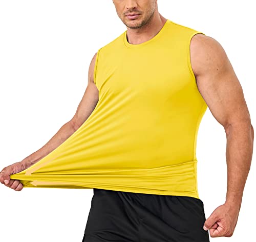 Tacvasen Upf 50 Tank Top Men Men Yellow Sleevelss Shirts Mens Tank Top Undershirt Men's Tank Tops Beach Sleeveless T Shirts For Men #TOP3