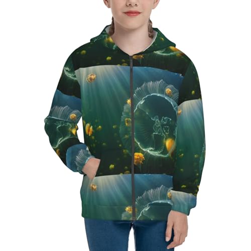 Jelly Fish Kid Hoodies Boys Zip Up Sweatshirts Girls Pullover with Pocket3