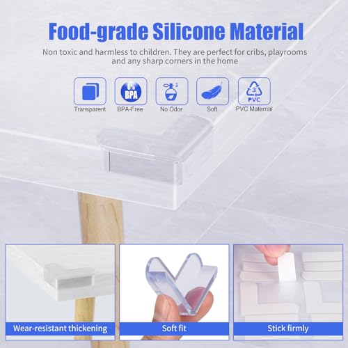 Image of 8 Pack Corner Protectors Baby Proof Corners and Edges Protector, Extra Large Clear Table Corner Protectors for Baby Safety Guards Bumpers Cover Sharp Furniture, L Shape