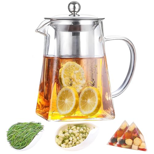 Tomotato Glass Teapot, 32 oz Stovetop Safe Tea Brewer for Loose Leaf Tea