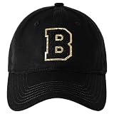 MEINICY Shiny Letter Initial.s Baseball Cap Women, Unstructured Cotton Black Baseball Cap for Women, Adjustable Dad Hat B