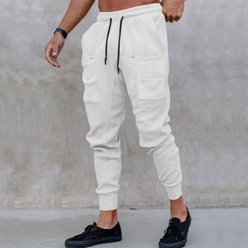 Men's Casual Cotton Tapered Sweatpants Athletic Cargo Joggers Pants Workout Running with Mulit Pockets, M-3XL4